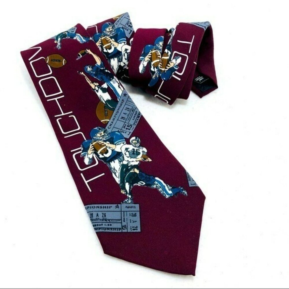 American Sports Football Coach Tie Necktie 57" Red Touchdown Athletic Player USA